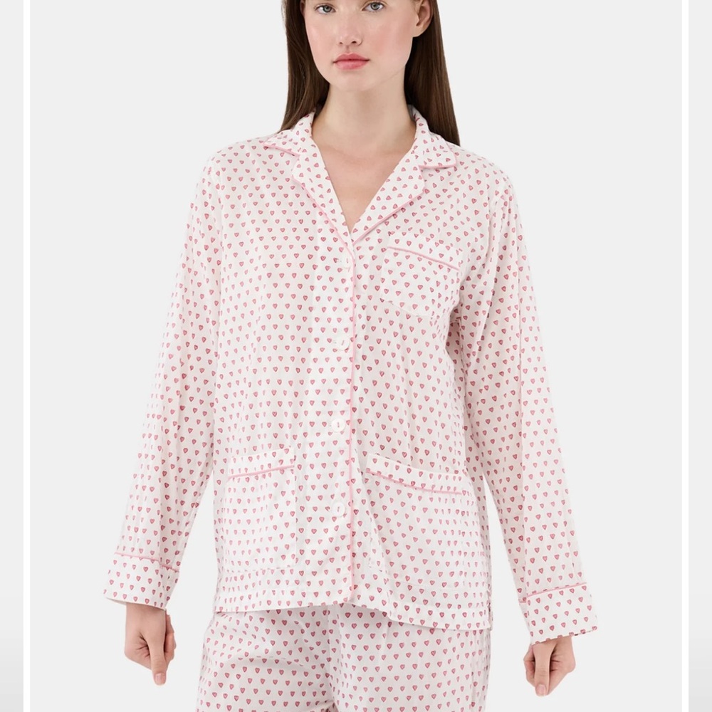 Roller Rabbit White and Pink Heart Linen top